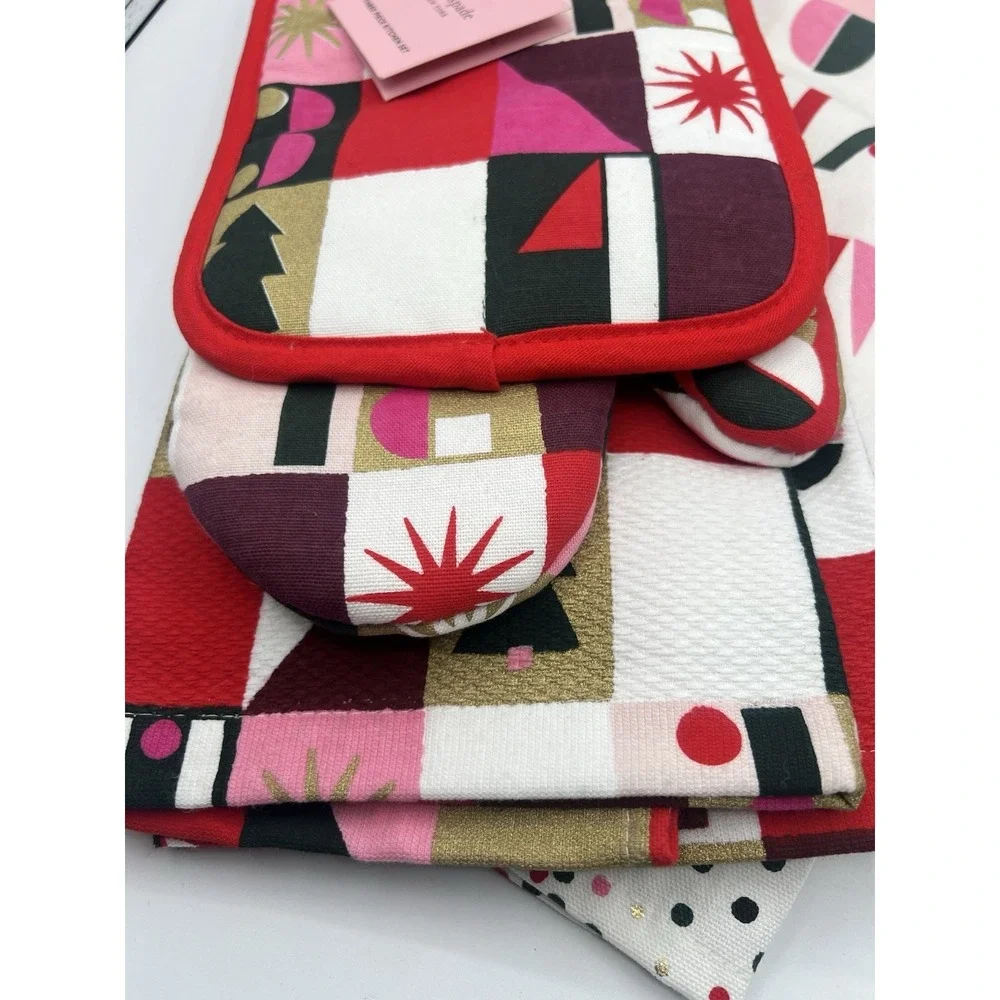 Lot Of 3 Kate Spade OH WHAT FUN 3 Piece Kitchen‎ Towel Set Holiday Christmas